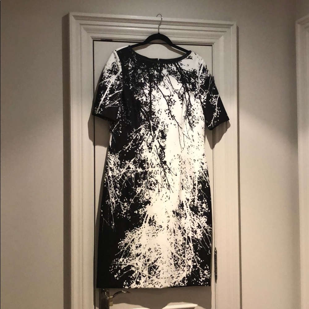 Tahari Black and White Print Dress